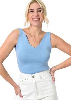 Potre OR - Γυναικείο πλεκτό τοπ Γαλάζιο 23317