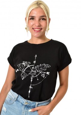 First Woman - T-shirt με τύπωμα Μαύρο 25526