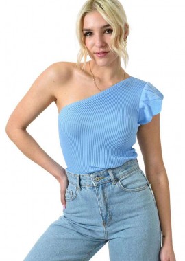 Potre OR - Γυναικείο τοπ με έναν ώμο Γαλάζιο 23330
