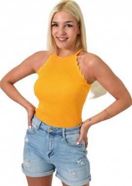 Potre OR - Γυναικείο τοπ τύπου ριπ Μουσταρδί 24823