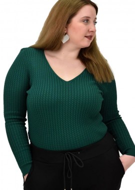 Potre OR - Γυναικείο Plus τοπ με σχέδιο πλεξούδα Κυπαρισσί 22009