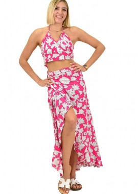First Woman - Γυναικείο σετ με σχέδιο φλοράλ Φούξια 16821