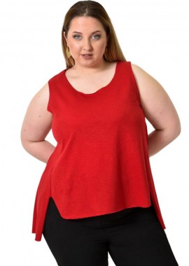 Potre OR - Αμάνικο Μπλουζάκι με Πλαϊνά Σκισίματα Κόκκινο 24372