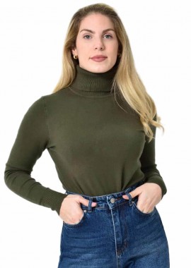 Potre OR - Πλεκτό Ζιβάγκο με Ύφανση Ριπ & Απαλή Υφή Χακί 27260