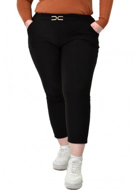 Potre OR - Γυναικείο plus size κολάν με διακοσμητική λεμπτομέρεια Μαύρο 22797