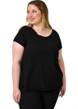 First Woman - Ασύμμετρο Κοντομάνικο Μπλουζάκι Μαύρο 24420
