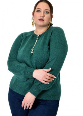 Potre OR - Γυναικείο πλεκτό με κουμπιά Πετρόλ 22955