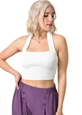 Potre OR - Τοπάκι ριπ με λαιμόκοψη Halter Λευκό 24259