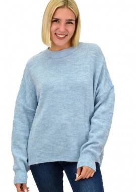 Potre OR - Πλεκτό πουλόβερ oversized Γαλάζιο 17942