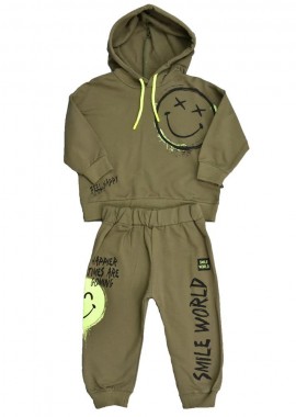 Potre OR - Παιδικό σετ με τύπωμα φατσούλα Χακί 17017