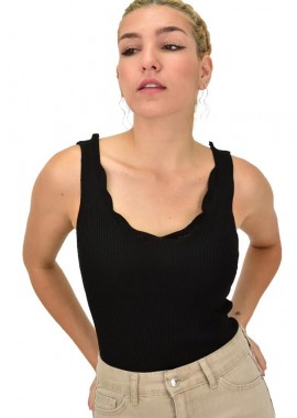 Potre OR - Γυναικέιο πλεκτό τοπ με διάτρητο σχέδιο Μαύρο 10234