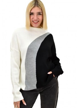 Potre OR - Γυναικείο πλεκτό πουλόβερ με σχέδιο Γκρι 18369