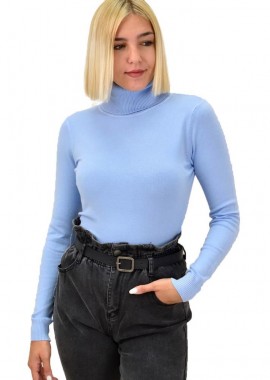 Potre OR - Πλεκτή μπλούζα basic ζιβάγκο Σιέλ 17730