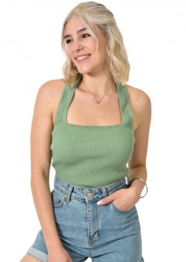 Potre OR - Τοπάκι ριπ με λαιμόκοψη Halter Πράσινο 24260