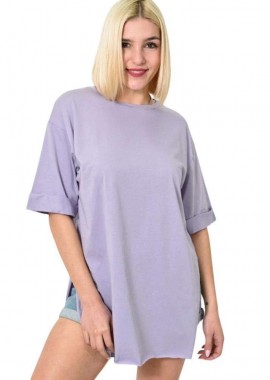 Potre OR - Τ-shirt μονόχρωμο oversized Λιλά 23565