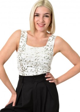 Potre OR - Τοπ με σχέδιο μεταλιζέ Λευκό 23749