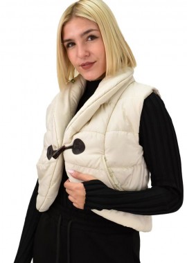 Potre OR - Γυναικείο αμάνικο μπουφάν μοντγκόμερι Εκρού 12768