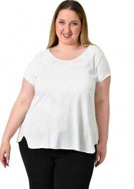 First Woman - Ασύμμετρο Κοντομάνικο Μπλουζάκι Λευκό 24422