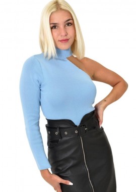 Potre OR - Πλεκτό τοπ με τσόκερ Γαλάζιο 25666