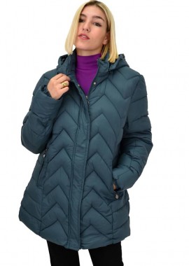 Potre OR - Γυναικείο plus size μπουφάν με κρυφό φερμουάρ Πετρόλ 22314