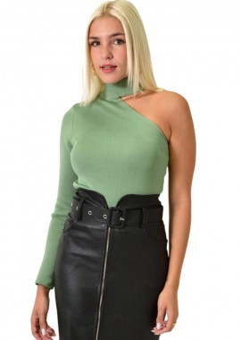 Potre OR - Πλεκτό τοπ με τσόκερ Φυστικί 25667