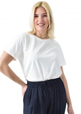 Potre OR - Μονόχρωμο T-shirt με στρόγγυλη λαιμόκοψη Λευκό 26409