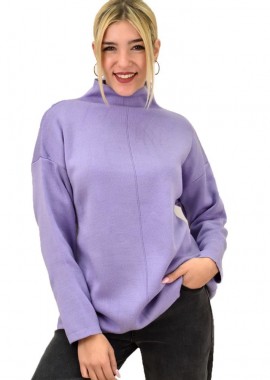 Potre OR - Γυναικεία πλεκτή μπλούζα ζιβάγκο Μωβ 9251