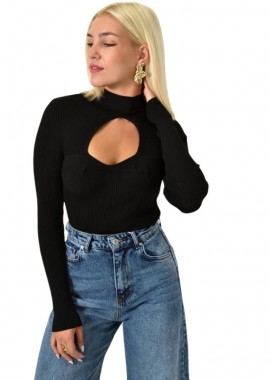 Potre OR - Τοπ μονόχρωμο με άνοιγμα στο μπούστο Μαύρο 25678