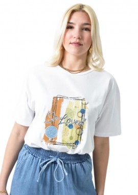 Potre OR - Γυναικείο T-shirt με στάμπα So Loved και Στρας Λευκό 26432