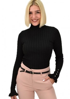 Potre OR - Γυναικείο πλεκτό τοπ με στρας Μαύρο 21911