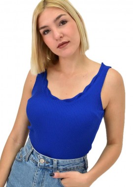 Potre OR - Γυναικέιο τοπ με διάτρητο σχέδιο Μπλε Ρουά 20661