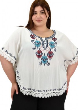 Potre OR - Γυναικεία boho μπλούζα Εκρού 15221