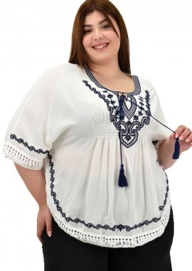 Potre OR - Γυναικεία boho μπλούζα Μπλε Σκούρο 15229