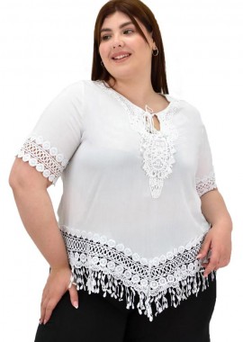 Potre OR - Γυναικεία boho μπλούζα με κέντημα Λευκό 15232