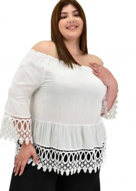 Potre OR - Γυναικεία μπλούζα με δαντέλα Εκρού 15215