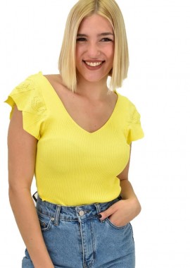 Potre OR - Γυναικείο τοπ με σχέδιο στο μανίκι Κίτρινο 20676