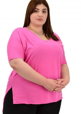 Potre OR - Γυναικεία μπλούζα μονόχρωμο plus size Φούξια 20113
