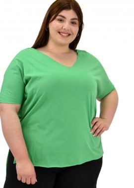 Potre OR - Γυναικεία μπλούζα μονόχρωμο plus size Πράσινο 20114