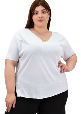 Potre OR - Γυναικεία μπλούζα μονόχρωμο plus size Λευκό 20115