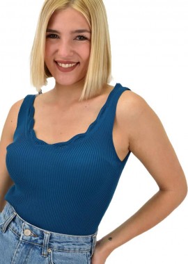 Potre OR - Γυναικέιο τοπ με διάτρητο σχέδιο Πετρόλ 20663