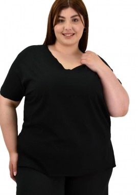 Potre OR - Γυναικεία μπλούζα μονόχρωμο plus size Μαύρο 20116