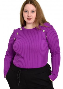 Potre OR - Γυναικείο Plus τοπ με κουμπιά Ματζέντα 22376