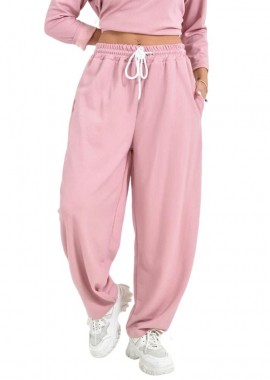 Potre OR - Γυναικείο Φαρδύ Παντελόνι Loungewear με Κορδόνι Σάπιο μήλο 27044