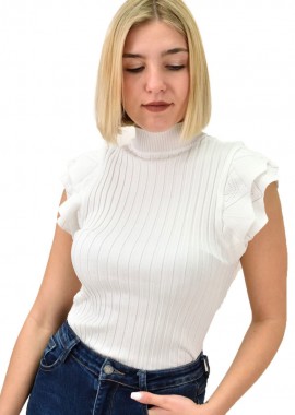 Potre OR - Ριπ τοπ με μανίκι βολάν Λευκό 18997