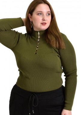 Potre OR - Γυναικείο Plus τοπ με στρας Λαδί 22386