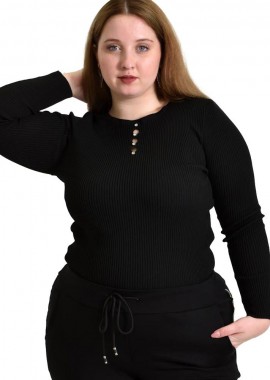 Potre OR - Γυναικείο Plus τοπ με στρας Μαύρο 22381