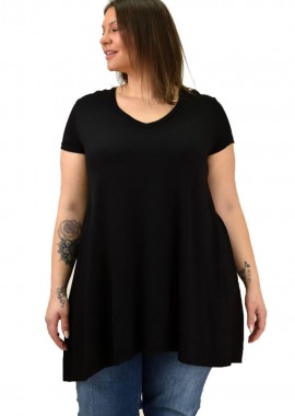 First Woman - Γυναικεία μπλούζα μονόχρωμη oversized Μαύρο 19121