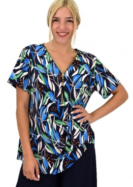 Potre OR - Γυναικεία Plus μπλούζα με φερμουάρ Μπλε 21453