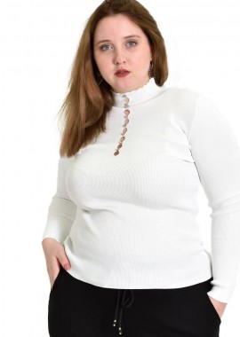 Potre OR - Γυναικείο Plus τοπ με στρας Λευκό 22384