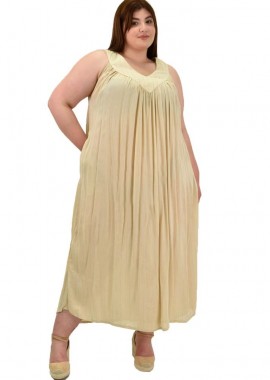 Potre OR - Γυναικείο αμάνικο καφτάνι Μπεζ 20109